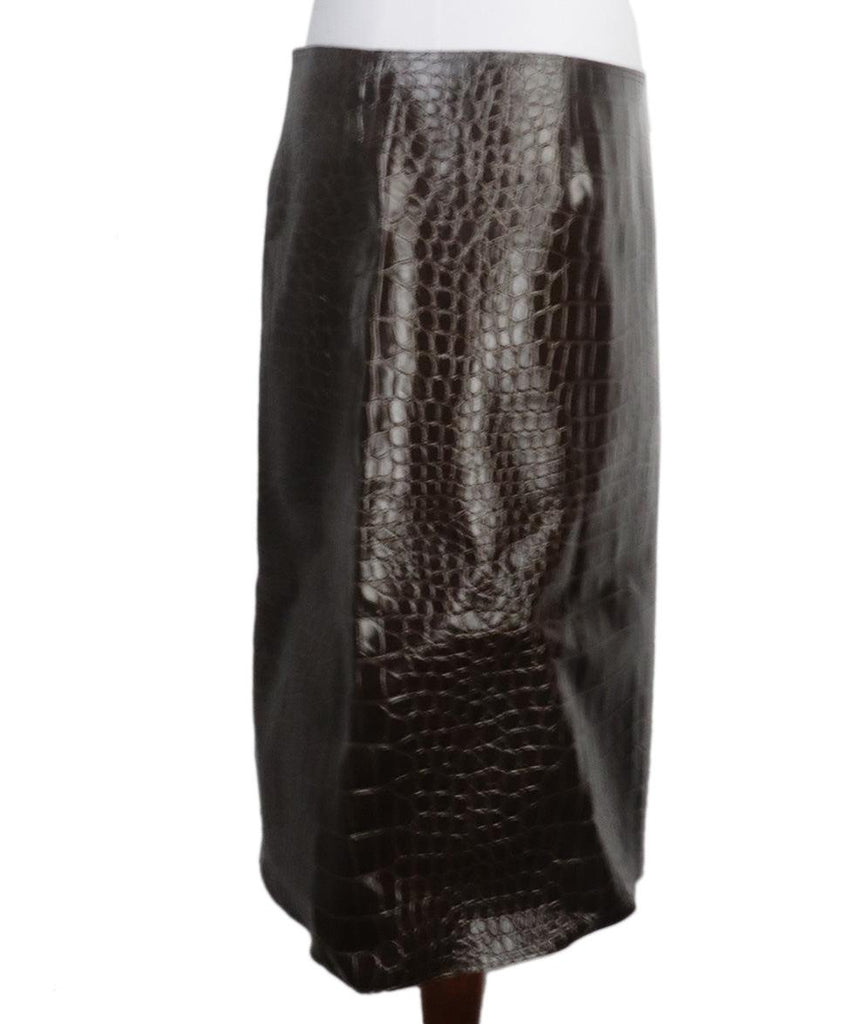 Brown Pressed Leather Skirt 1