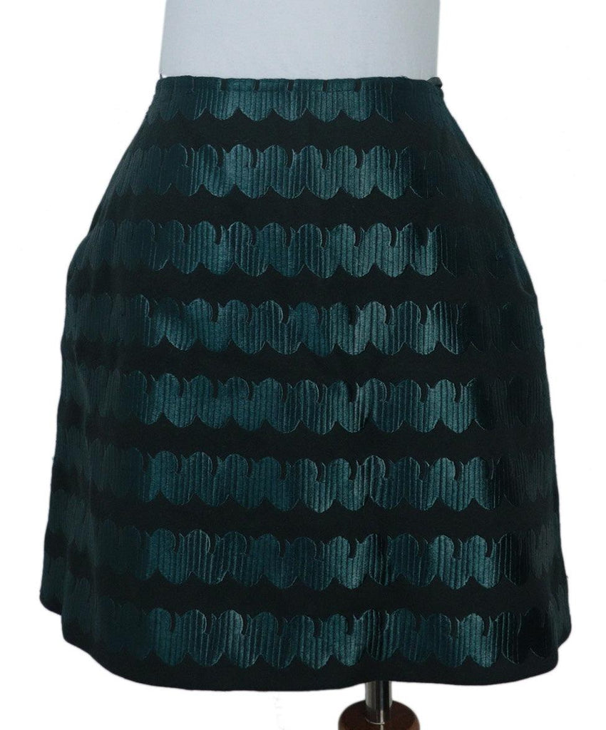 Alaia Black & Teal Wool Skirt 