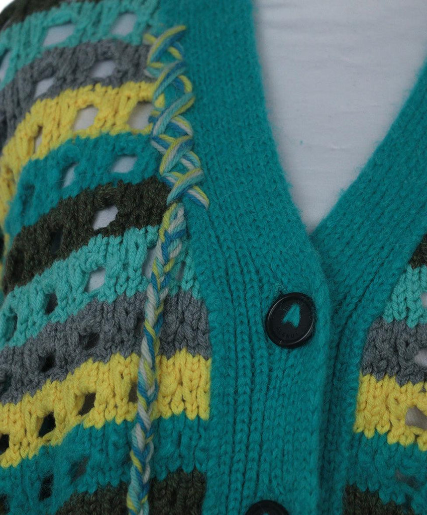 Alanui Teal & Yellow Wool Cardigan 5