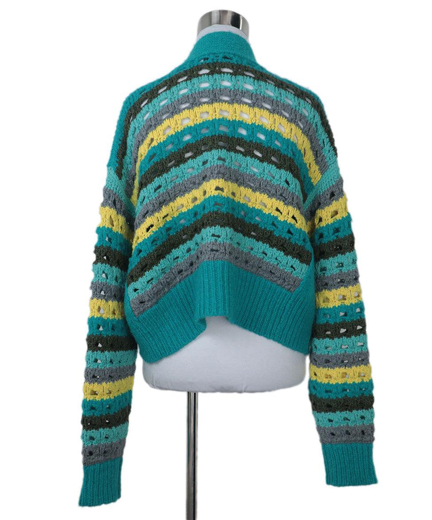 Alanui Teal & Yellow Wool Cardigan 2