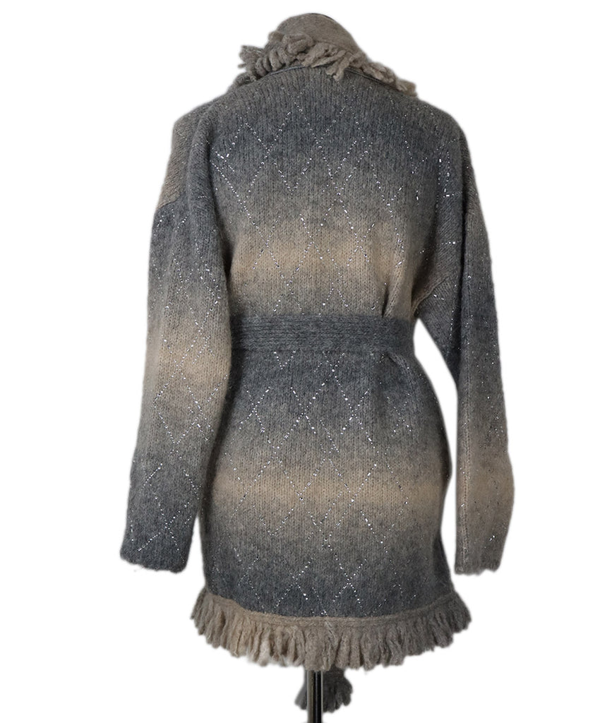 Alanui Grey Alpaca Wool Rhinestone Cardigan 2