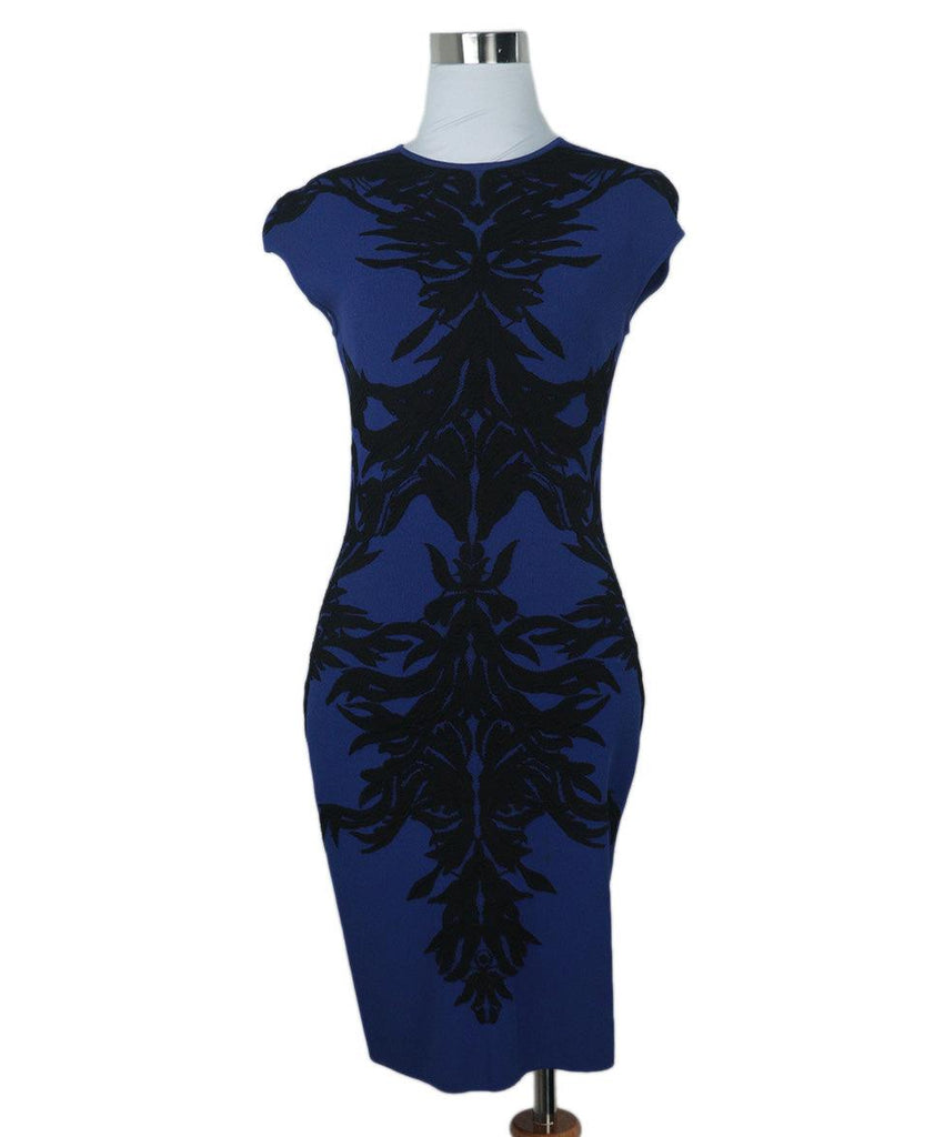 Alexander McQueen Blue & Black Wool Dress 