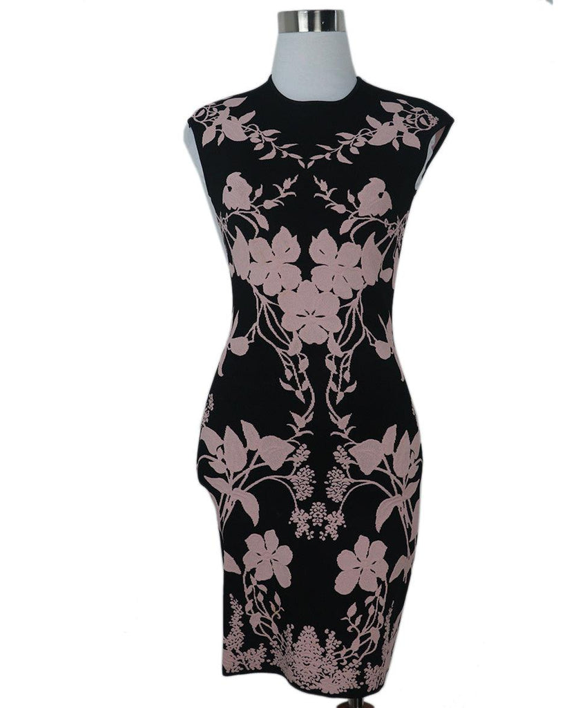 Alexander McQueen Black & Pink Floral Print Dress 