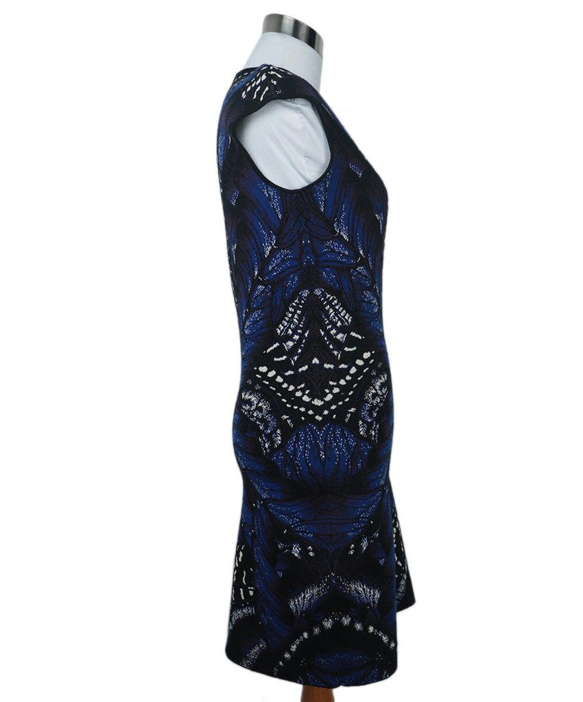 Alexander McQueen Blue & Purple Print Wool Dress 1