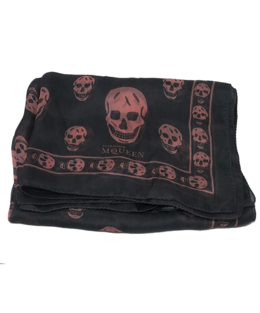 Alexander McQueen Grey & Pink Skull Scarf 2