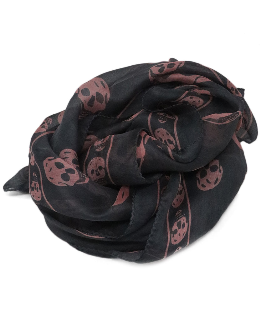 Alexander McQueen Grey & Pink Skull Scarf 