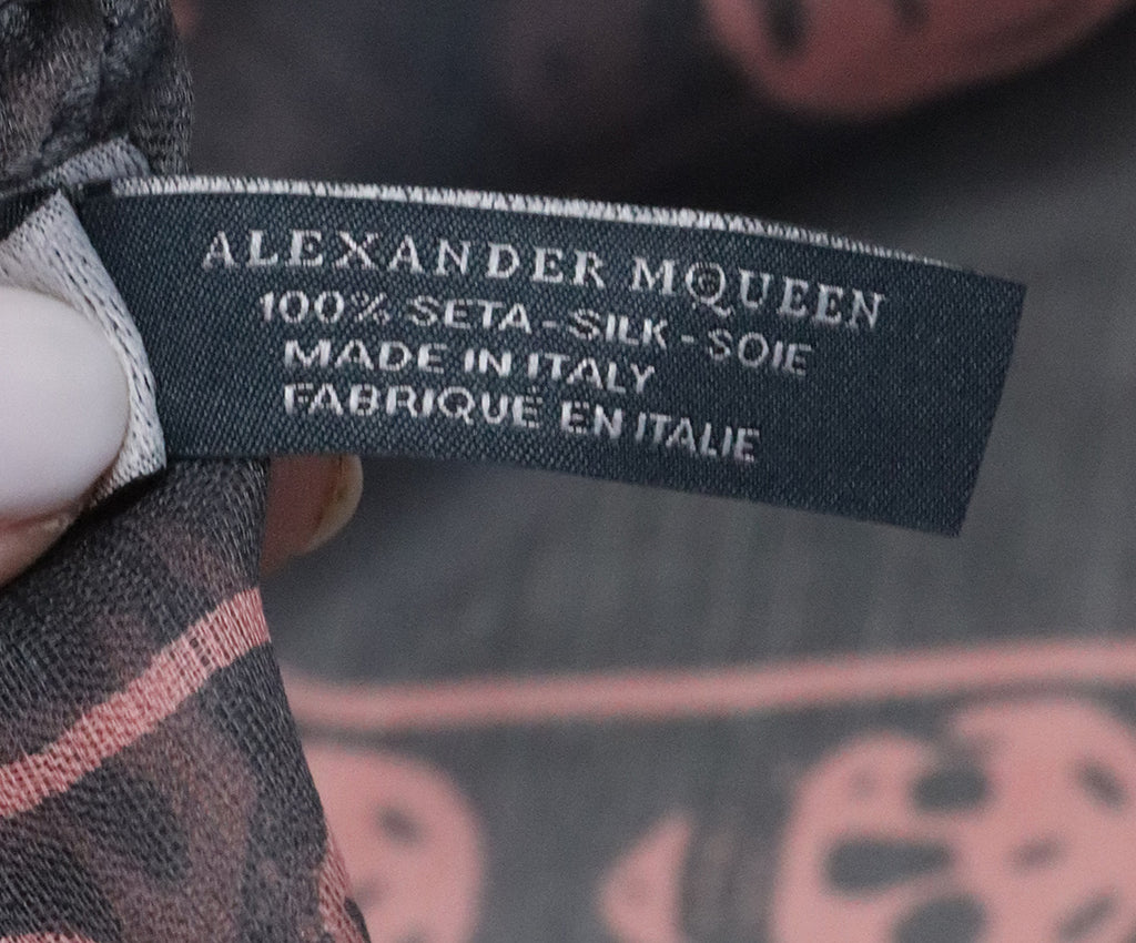 Alexander McQueen Grey & Pink Skull Scarf 4