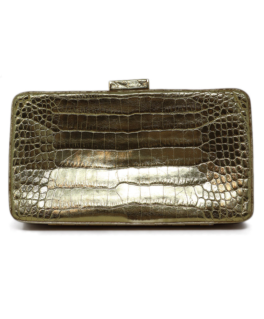 Alexandra Knight Gold Crocodile Leather Clutch 2