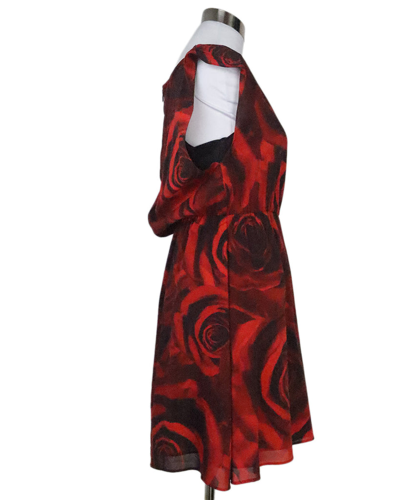 Alice + Olivia Red Floral Silk Dress 1