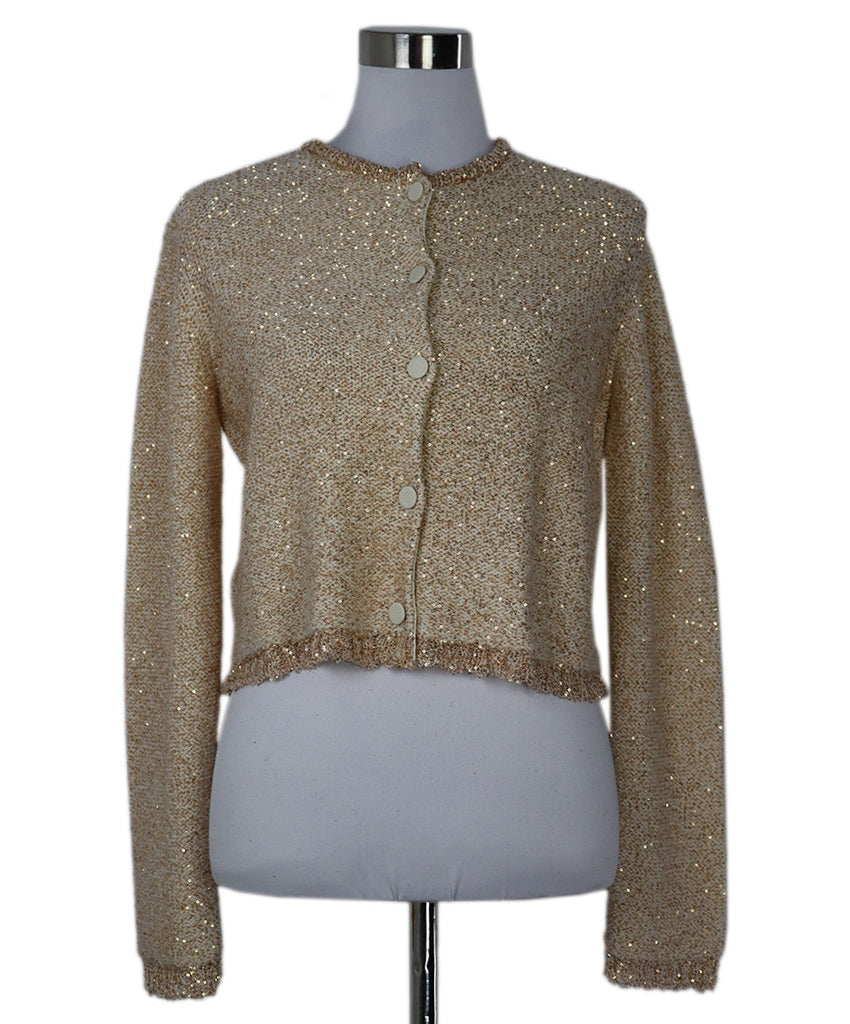 Altuzarra Beige Wool & Gold Sequin Cardigan 