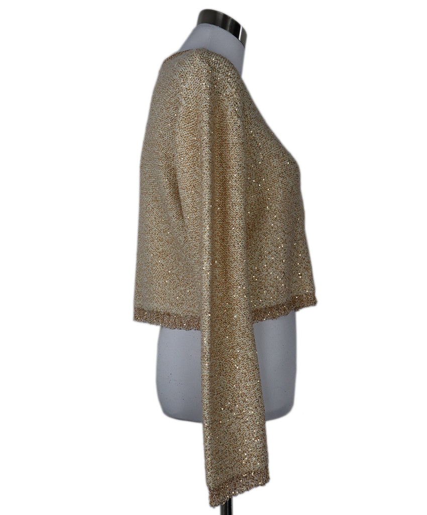 Altuzarra Beige Wool & Gold Sequin Cardigan 1