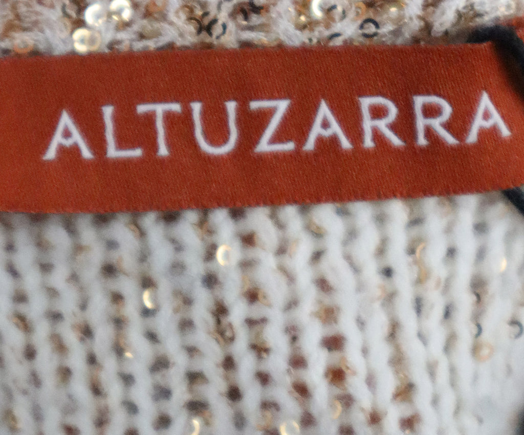 Altuzarra Beige Wool & Gold Sequin Cardigan 3