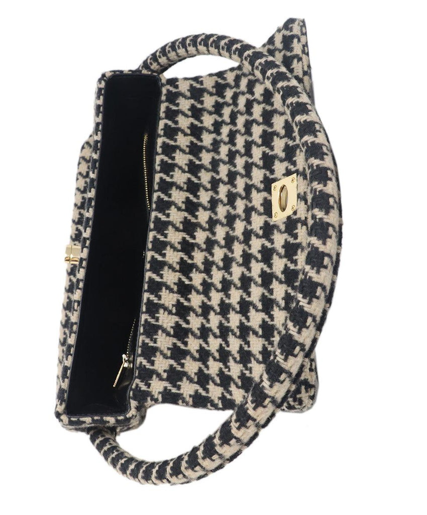 Annie Bing Beige & Black Houndstooth Shoulder Bag 6