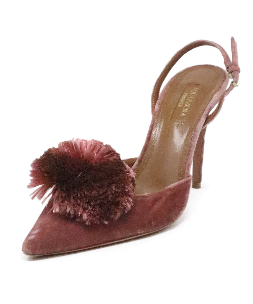 Aquazzura Mauve Velvet Slingback Heels 