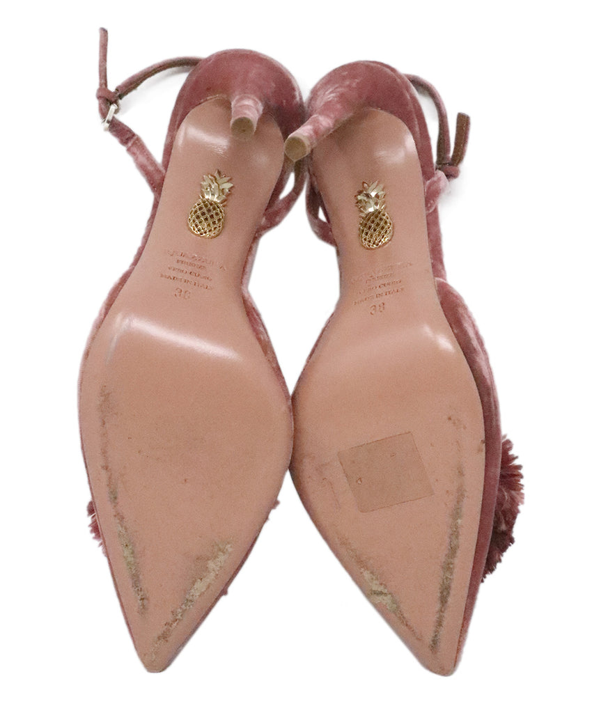 Aquazzura Mauve Velvet Slingback Heels 4