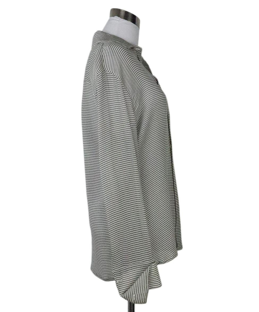 Armani Collezioni White Grey Stripes Silk Top 1