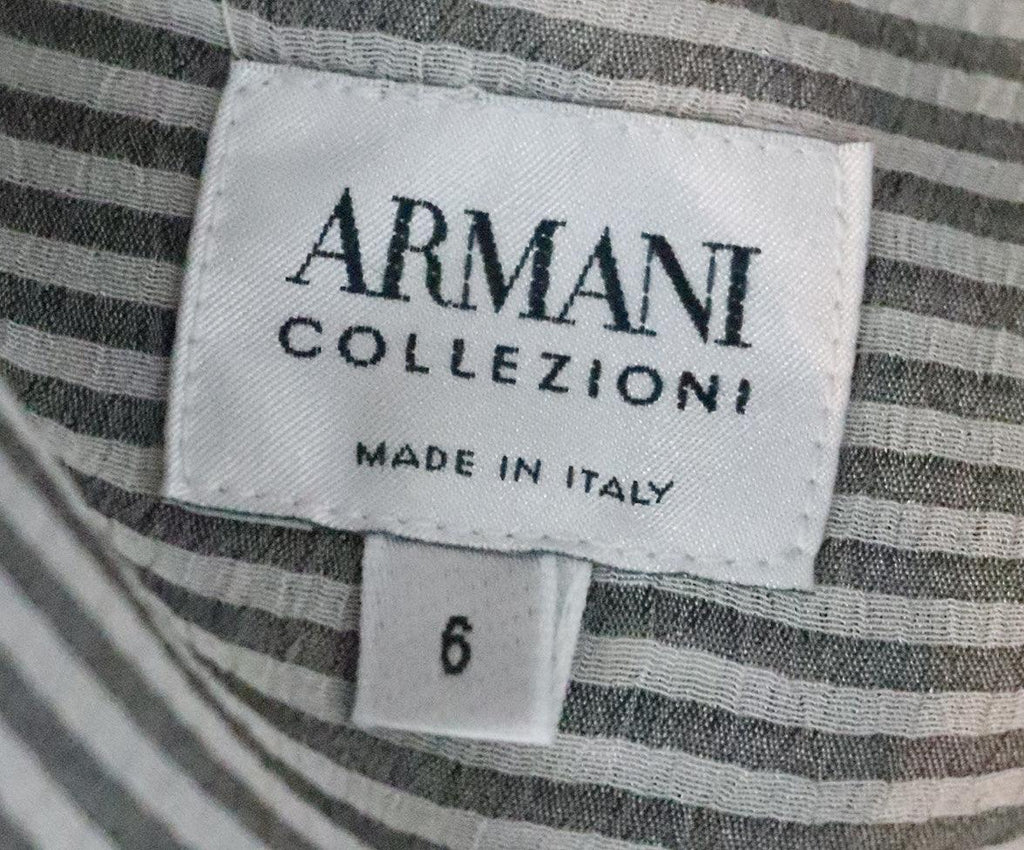 Armani Collezioni White Grey Stripes Silk Top 3