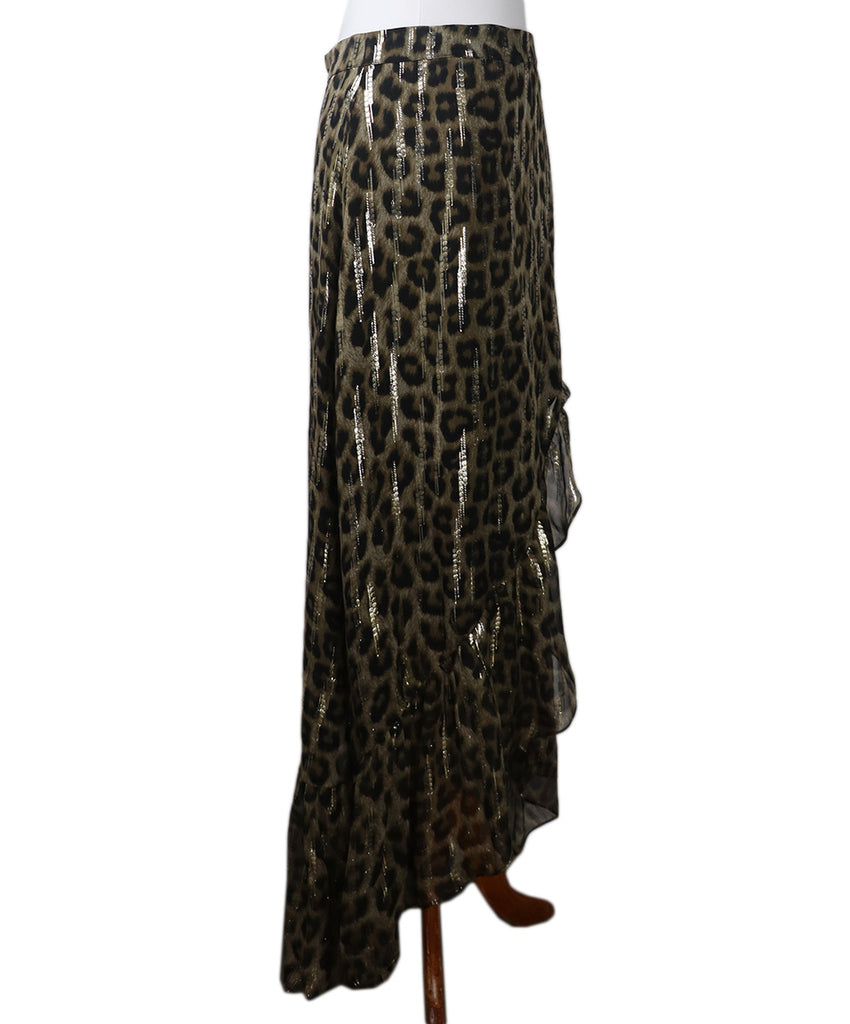 Ba&sh Gold Animal Print Silk Skirt 1