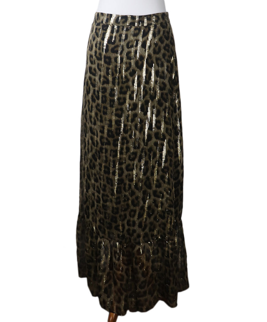 Ba&sh Gold Animal Print Silk Skirt 2