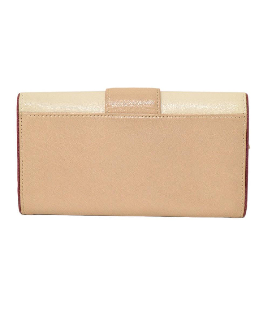 Balenciaga Beige & Burgundy Leather Wallet - Michael's Consignment NYC