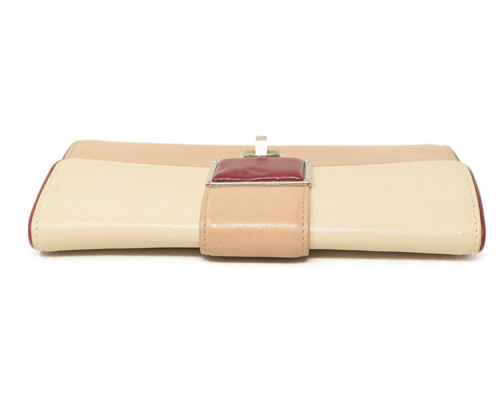 Balenciaga Beige & Burgundy Leather Wallet - Michael's Consignment NYC