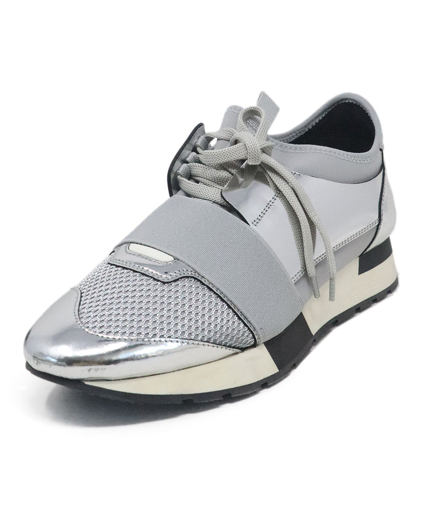 Balenciaga Grey Mesh & Silver Sneakers 