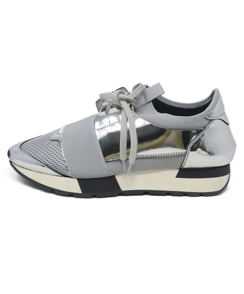 Balenciaga Grey Mesh & Silver Sneakers 1