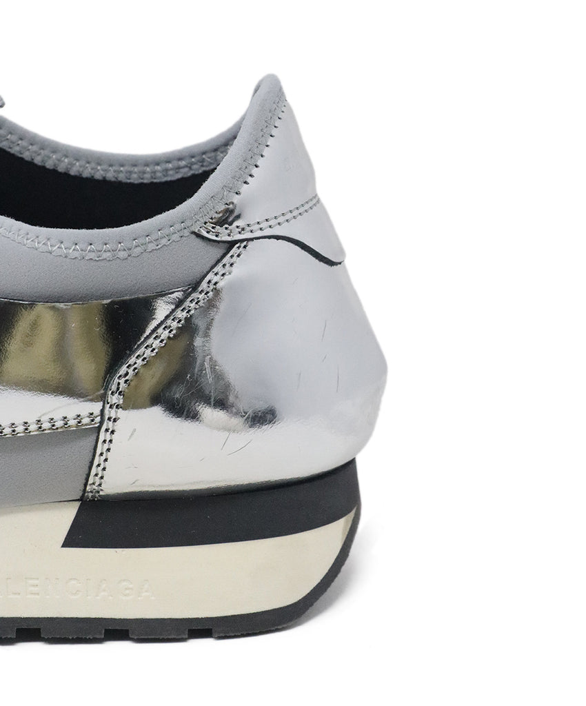 Balenciaga Grey Mesh & Silver Sneakers 8