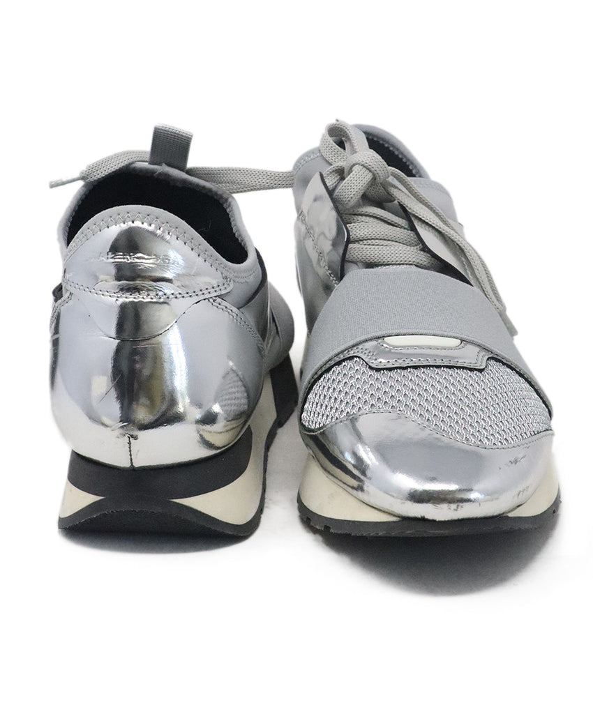 Balenciaga Grey Mesh & Silver Sneakers 2