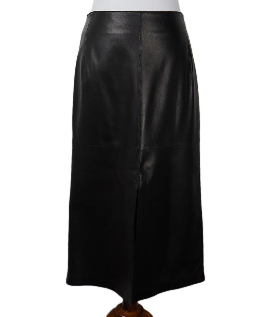 Beckham Long Black Leather Skirt 