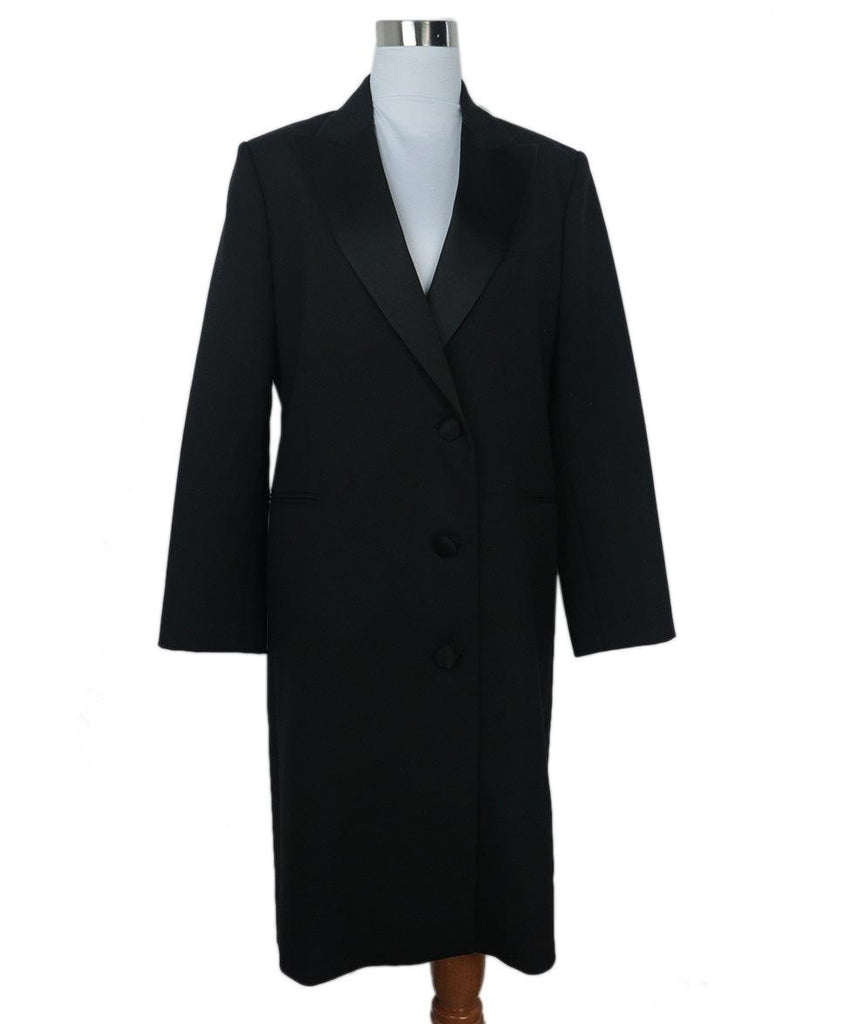 Beckham Black Wool & Satin Trim Coat 