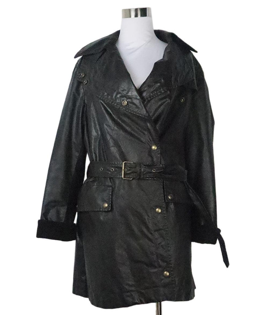 Belstaff Black Coated Cotton Coat 