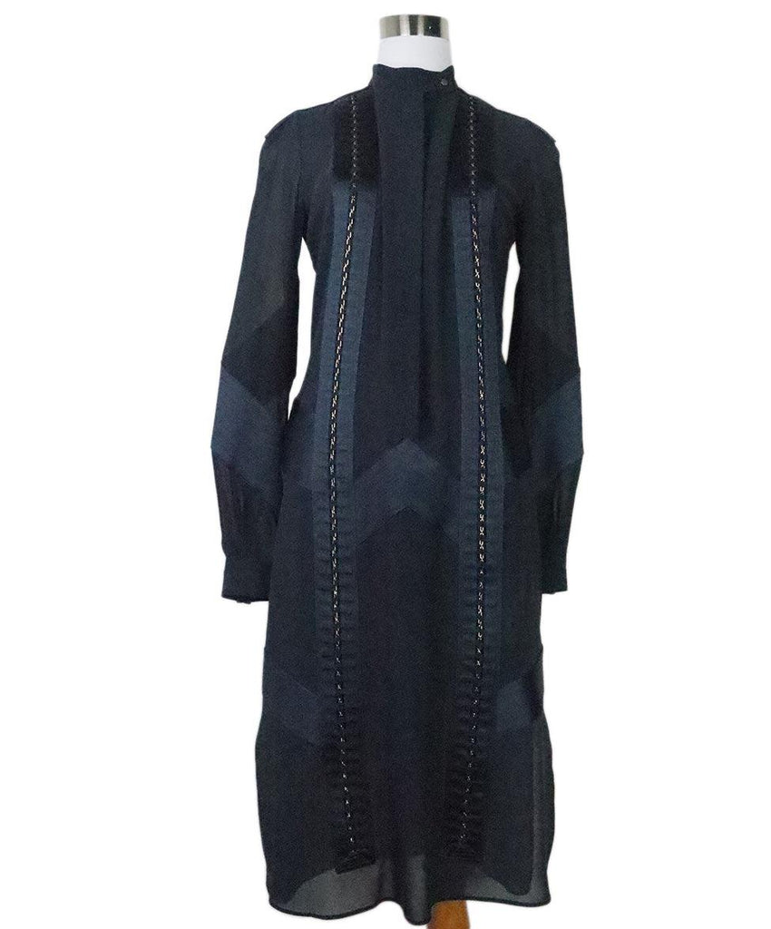 Belstaff Navy Silk & Chain Trim Dress 