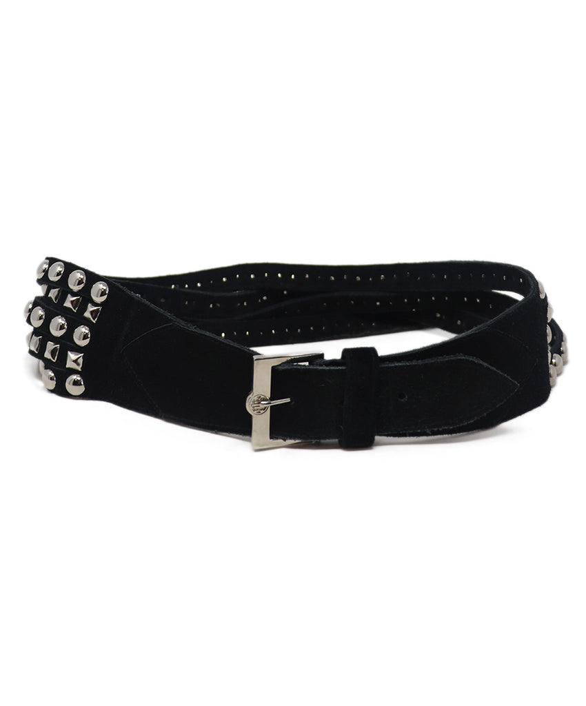 Black Suede Silver Studded Belt 