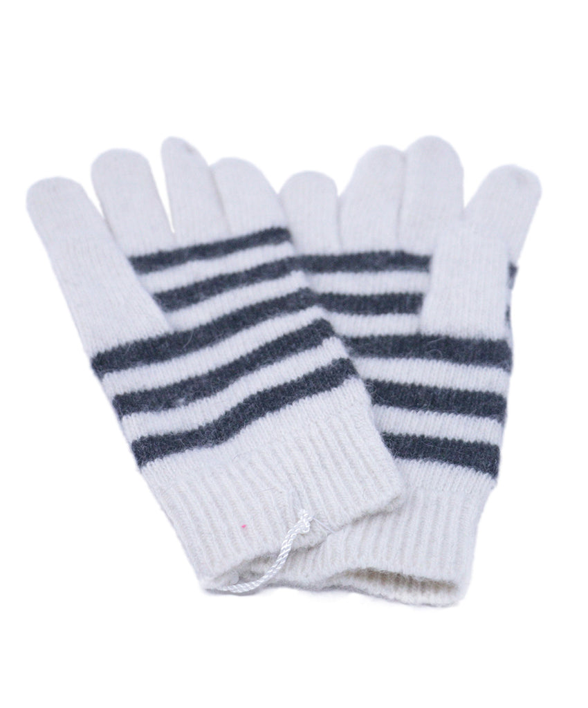 Blumarine Ivory & Charcoal Wool Gloves 