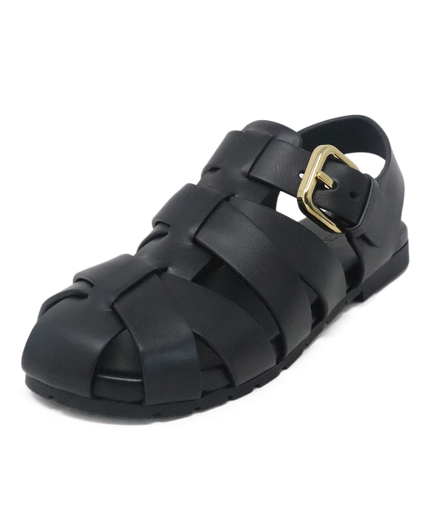 Bottega Veneta Alfie Black Leather Sandals 