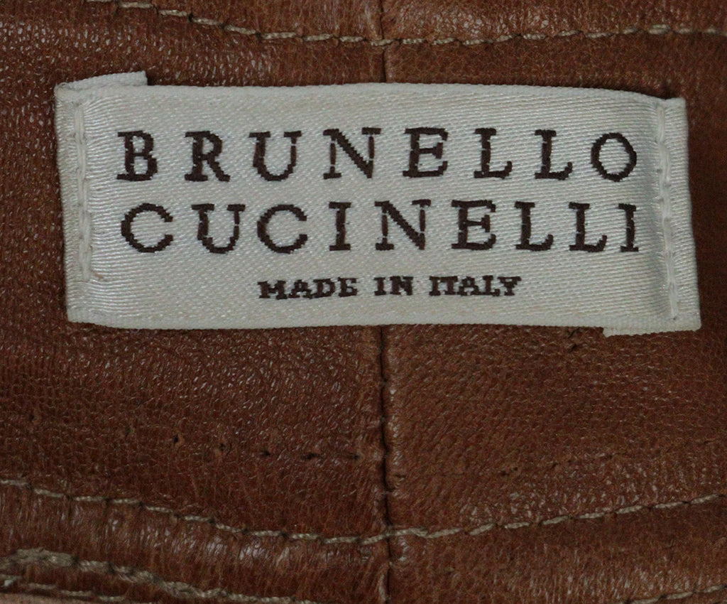 Brunello Cucinelli Cognac Leather Pants 2