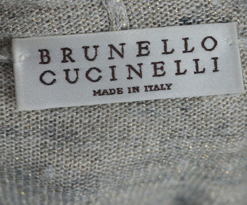 Brunello Cucinelli Beige & Gold Linen Hoodie 3