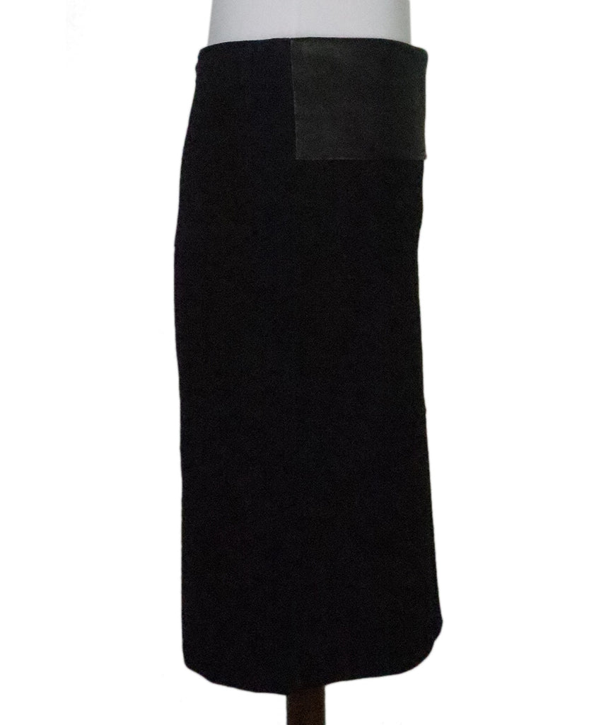 Brunello Cucinelli Black Wool & Leather Skirt 1