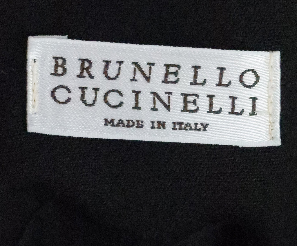 Brunello Cucinelli Black Wool & Leather Skirt 3