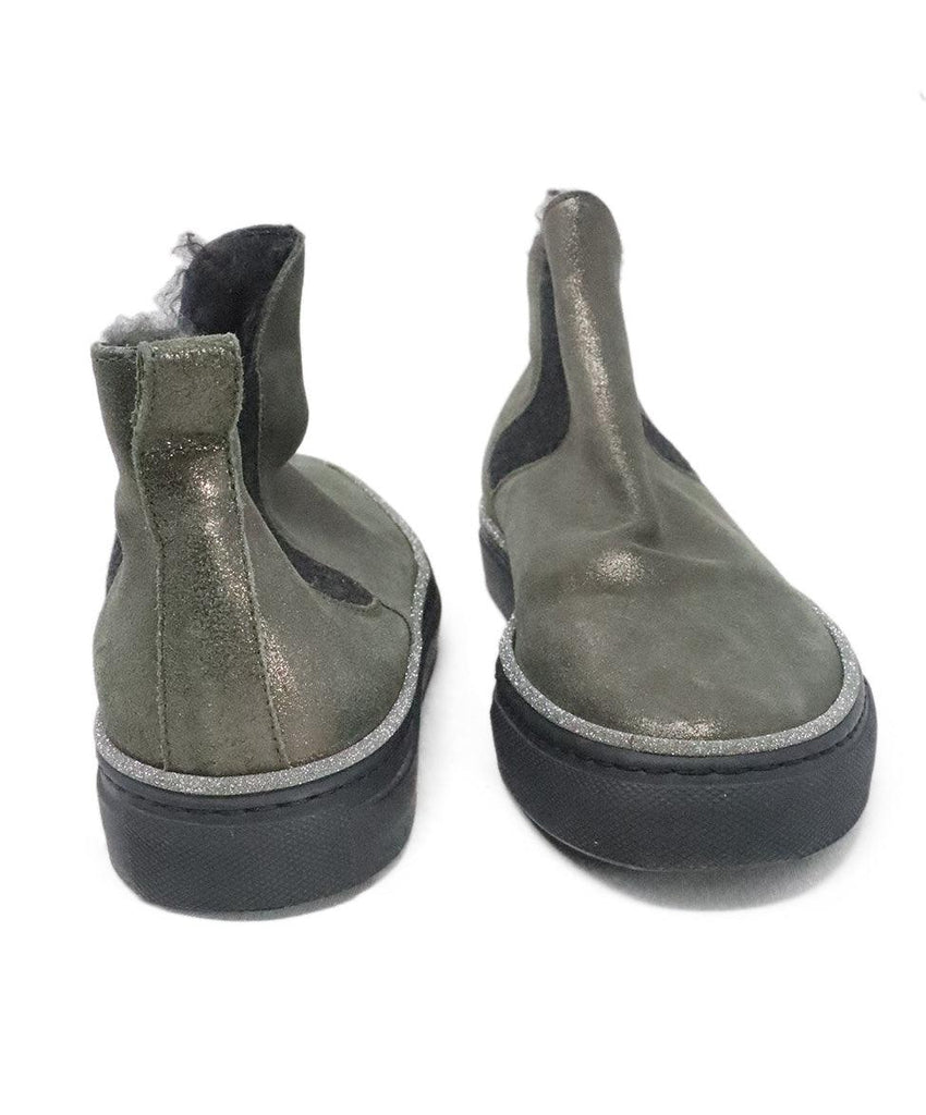 Brunello Cucinelli Bronze Leather & Fur Booties sz 7 - Michael's Consignment NYC