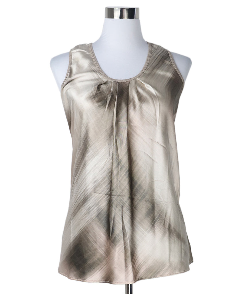 Brunello Cucinelli Neutral Silk Print Top 