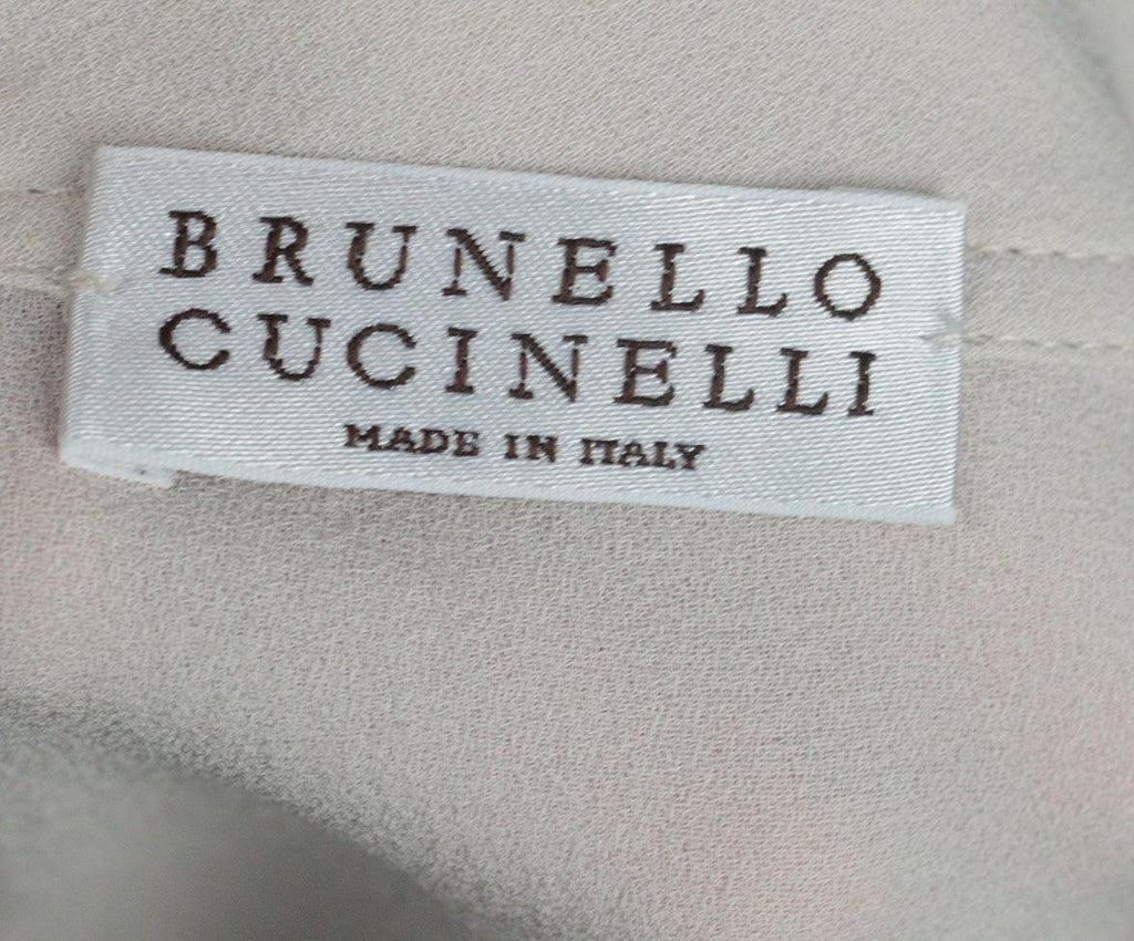 Brunello Cucinelli Ivory Silk & Velvet Blouse 3