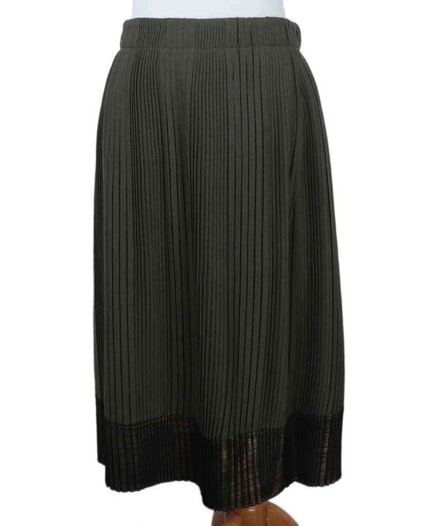 Brunello Cucinelli Olive & Bronze Pleated Skirt 