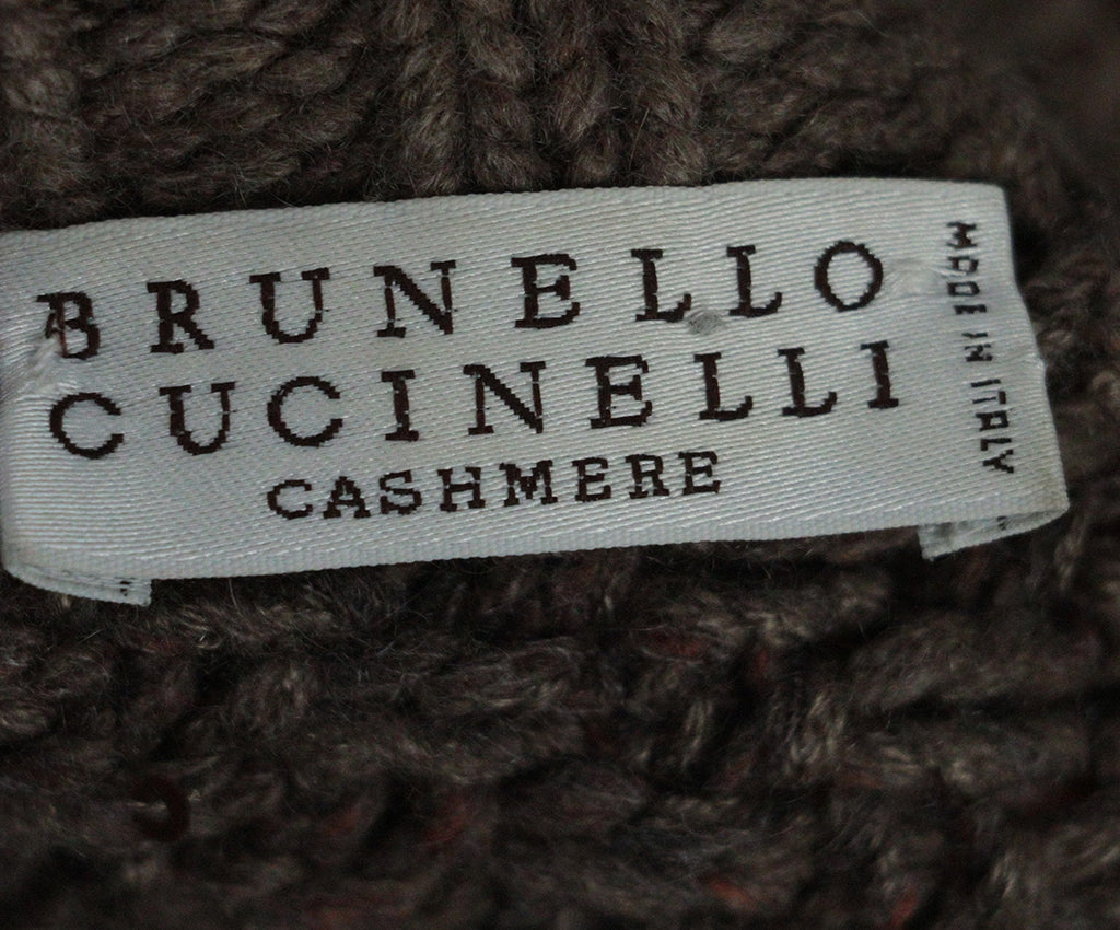 Brunello Cucinelli Brown Cableknit Sequin Cardigan 3