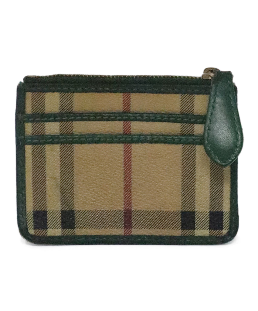 Burberry Beige & Green Plaid Card Case 