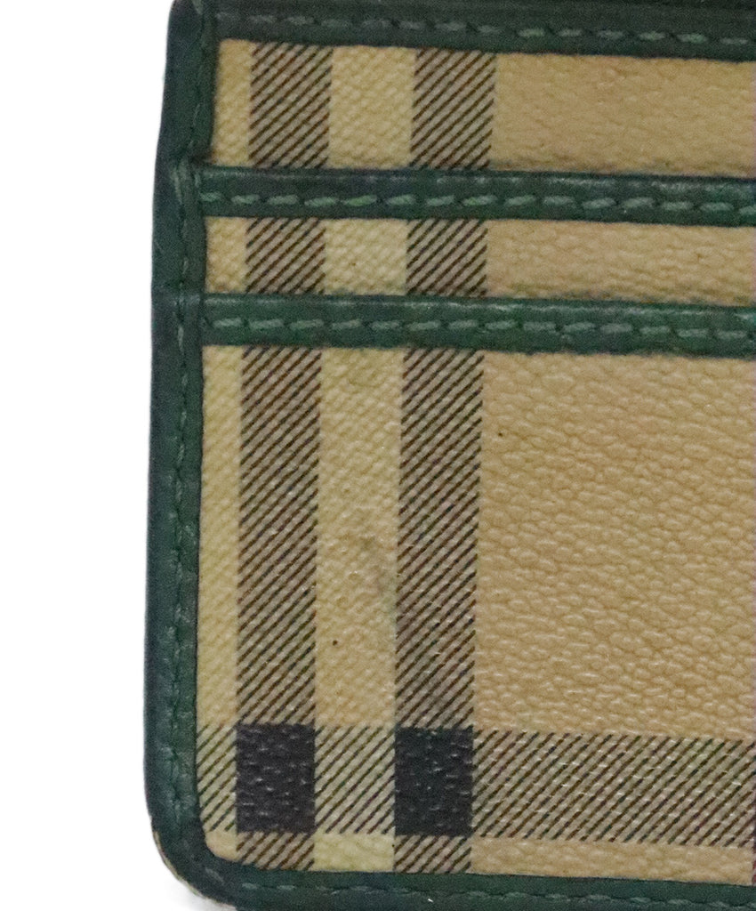 Burberry Beige & Green Plaid Card Case 8