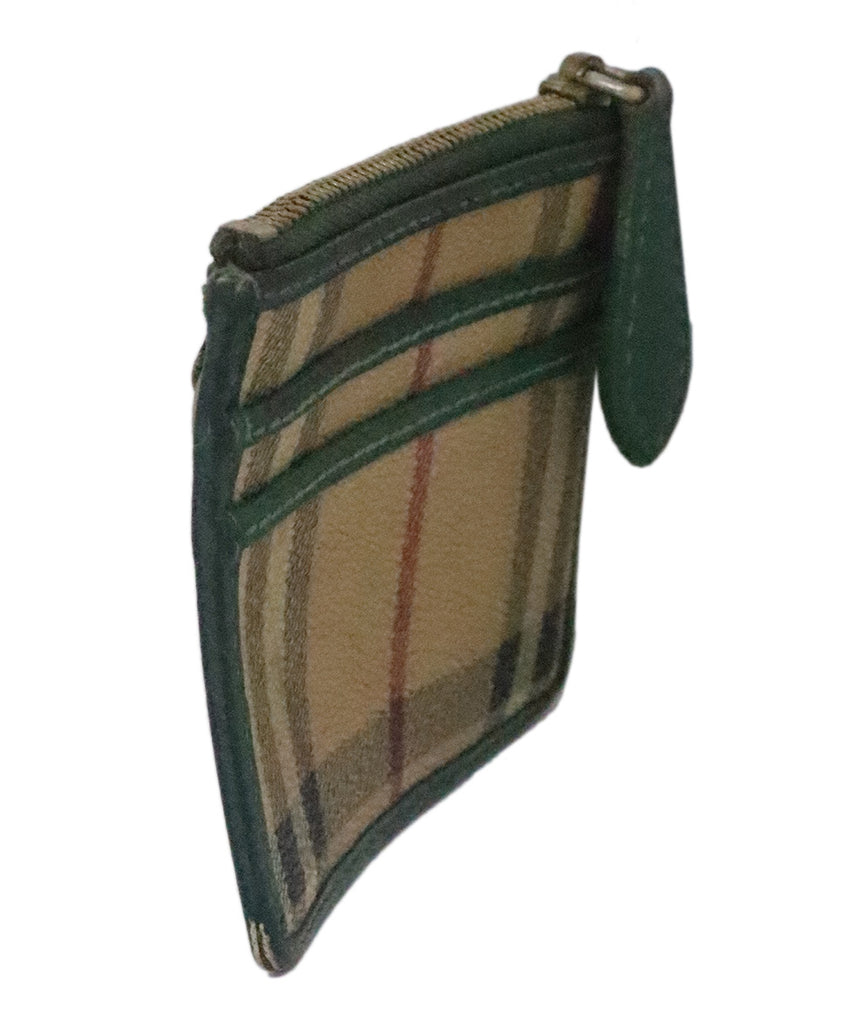 Burberry Beige & Green Plaid Card Case 1