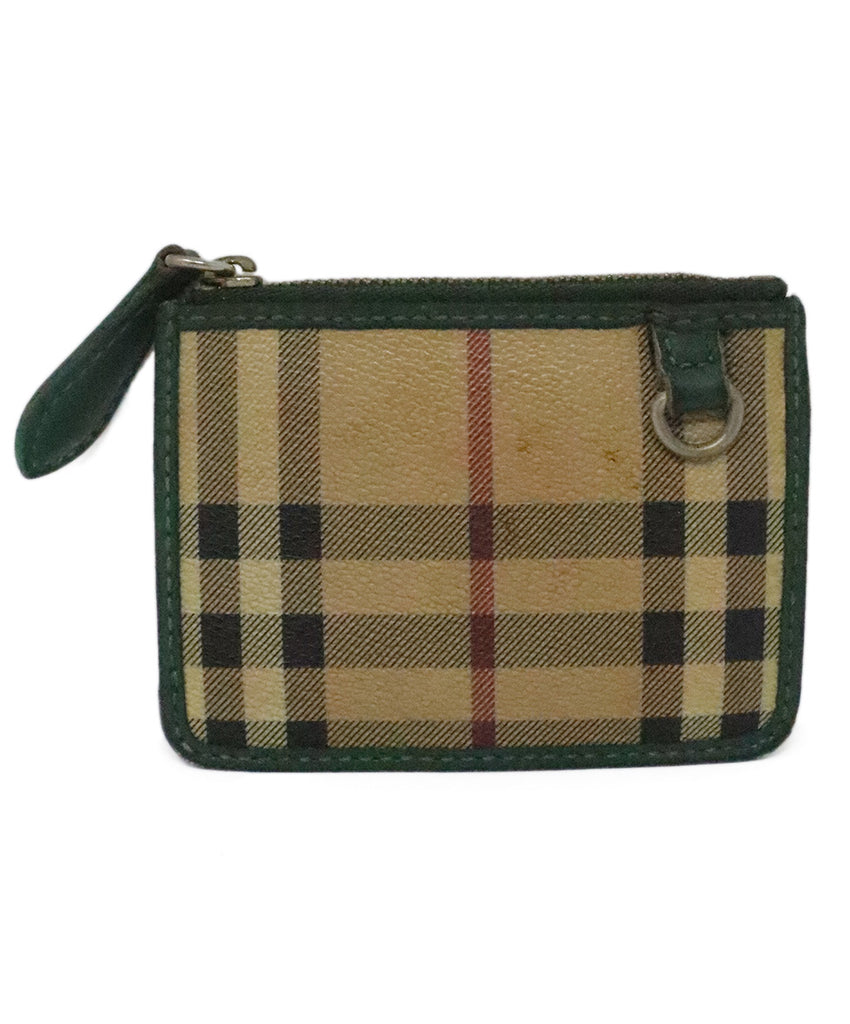 Burberry Beige & Green Plaid Card Case 2