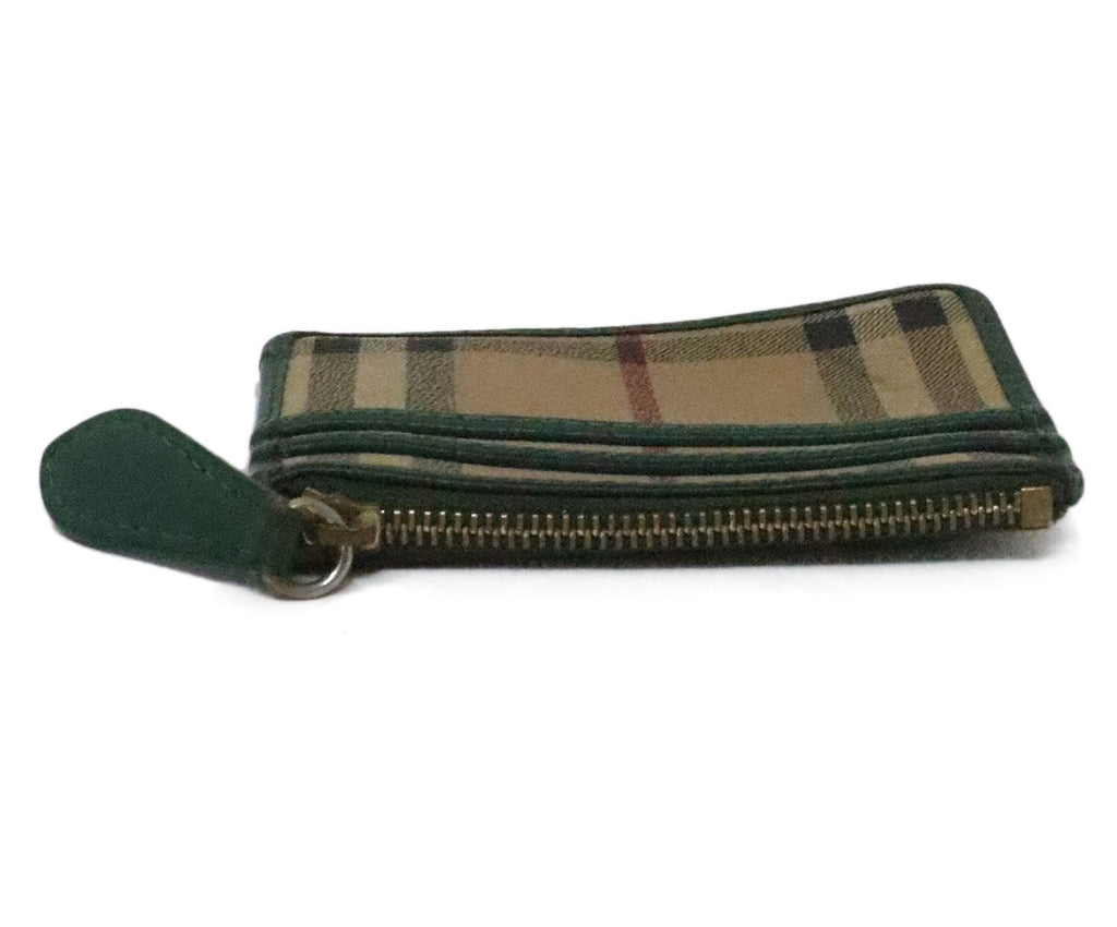 Burberry Beige & Green Plaid Card Case 4